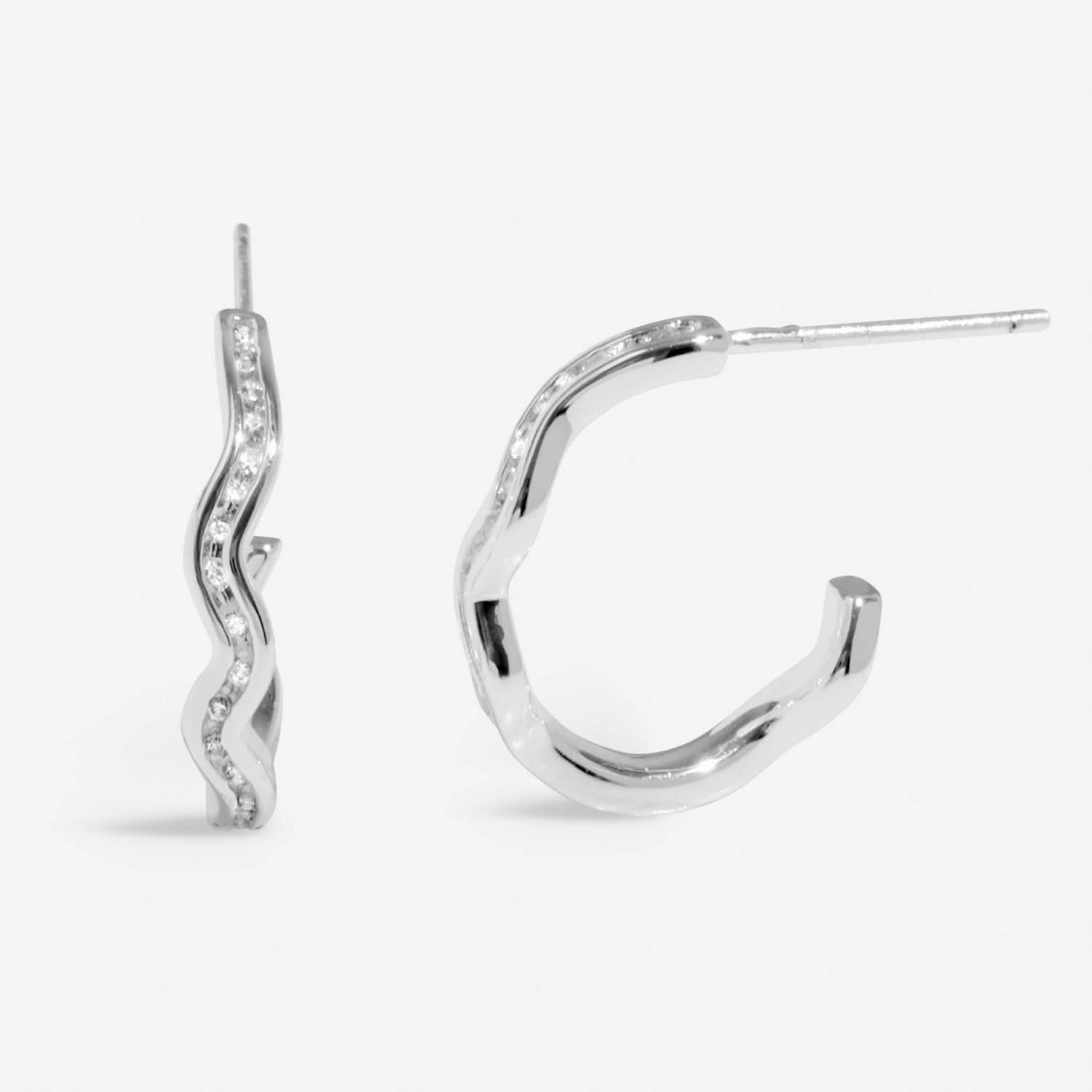 Soul Shine Stack Wavy Rope Silver Plated Set of 2 Hoop Earrings 8471