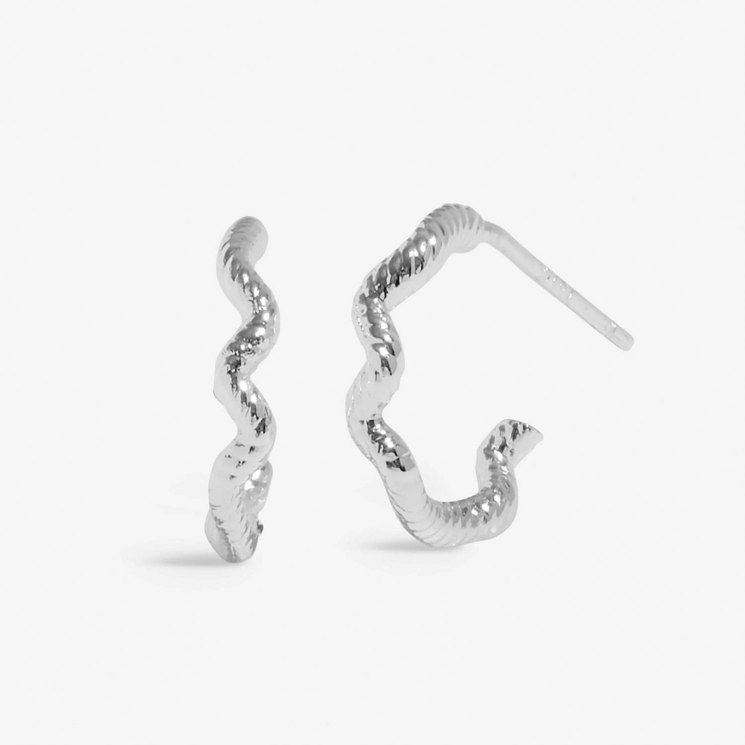 Soul Shine Stack Wavy Rope Silver Plated Set of 2 Hoop Earrings 8471