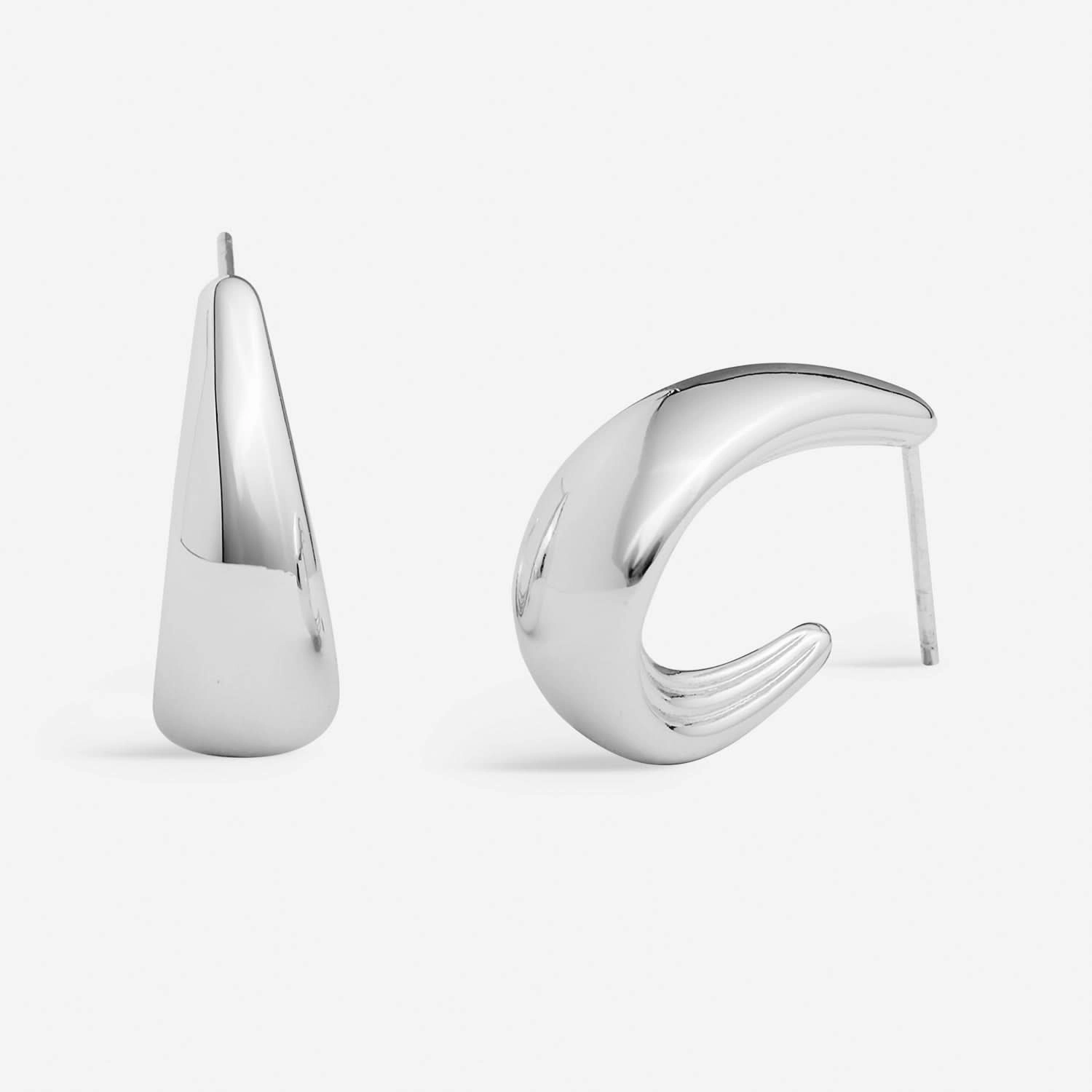 Soul Shine Tapered Hoops Silver Plated Hoop Earrings 8476