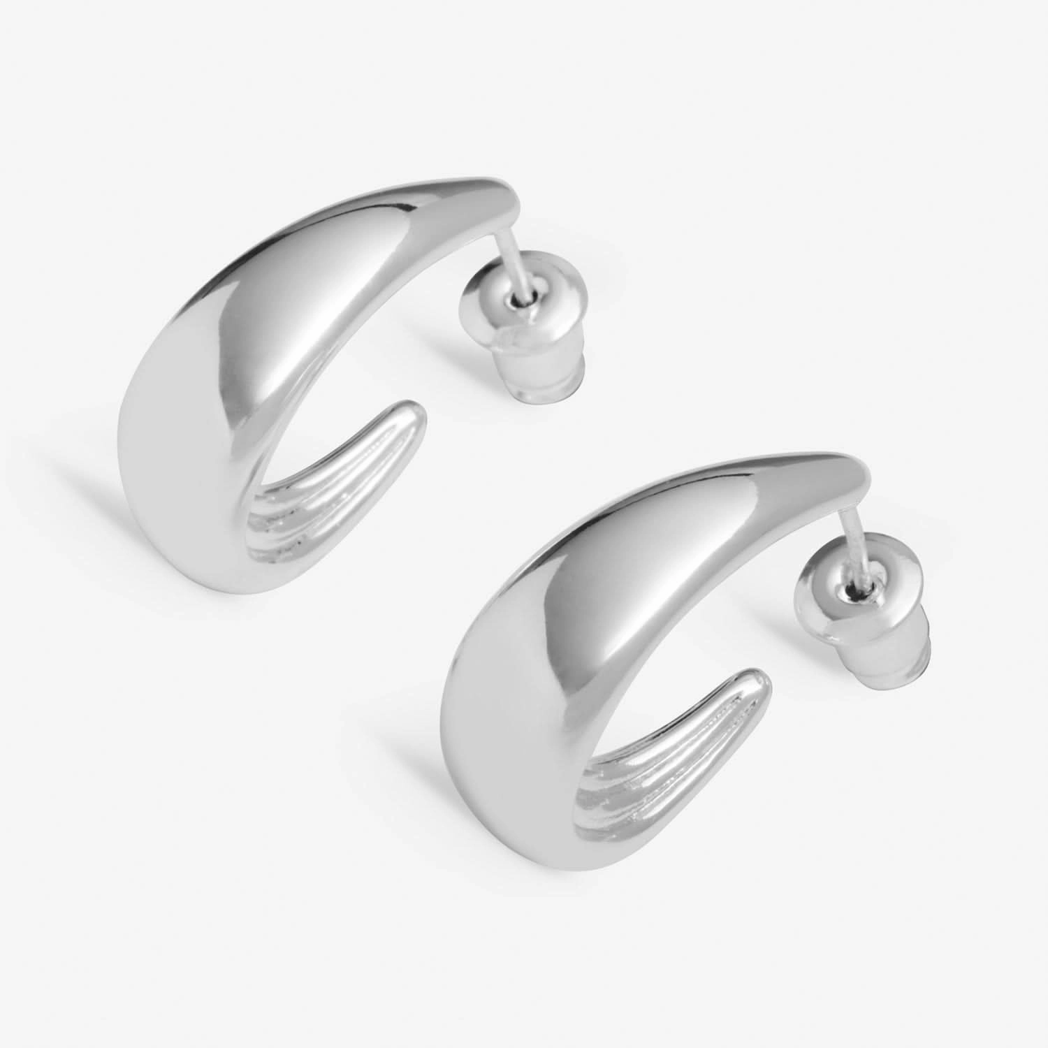 Soul Shine Tapered Hoops Silver Plated Hoop Earrings 8476
