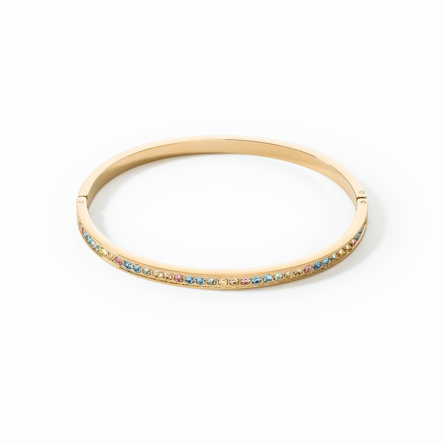 Stainless Steel Crystal Glass Multicolour Pastel Gold Bangle 0127/37-1590