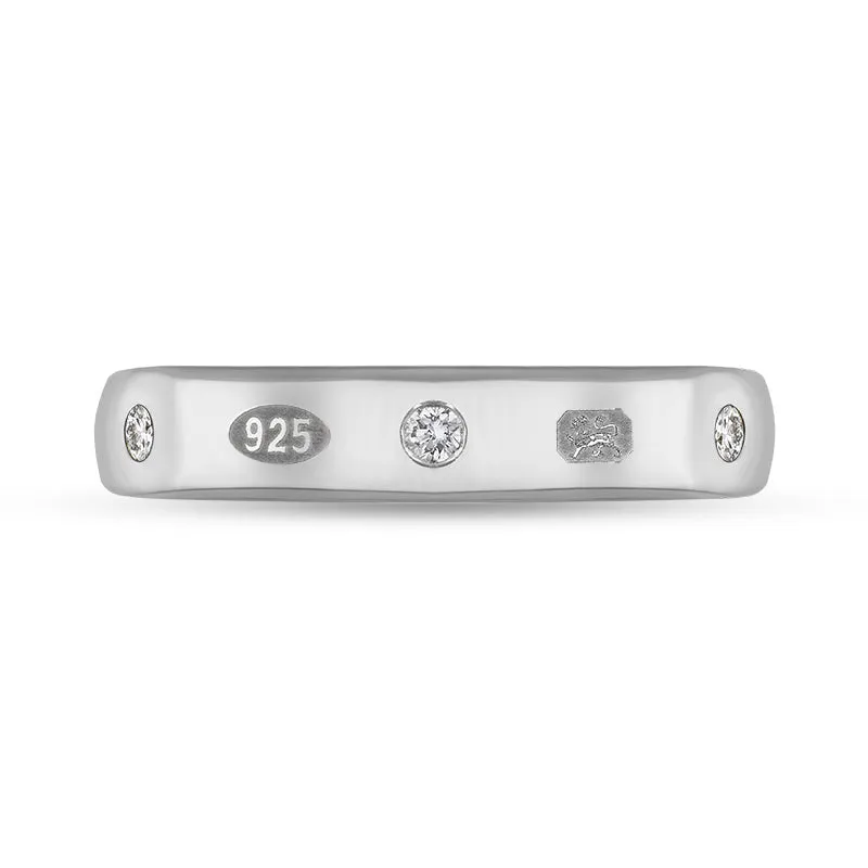 Sterling Silver 0.15ct Diamond Queen's Jubilee Hallmark 4mm Ring D