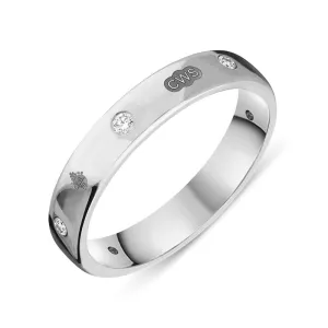 Sterling Silver 0.15ct Diamond Queen's Jubilee Hallmark 4mm Ring D
