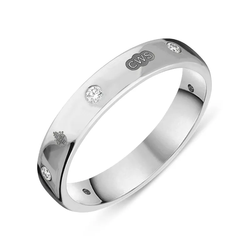 Sterling Silver 0.15ct Diamond Queen's Jubilee Hallmark 4mm Ring D