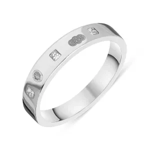 Sterling Silver 0.18ct Diamond King's Coronation Hallmark Princess Cut 4mm Ring D