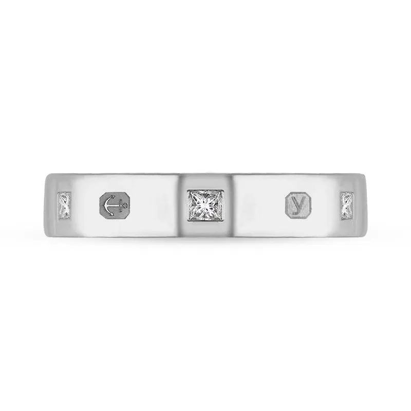 Sterling Silver 0.18ct Diamond King's Coronation Hallmark Princess Cut 4mm Ring D