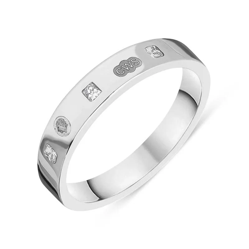 Sterling Silver 0.18ct Diamond King's Coronation Hallmark Princess Cut 4mm Ring D