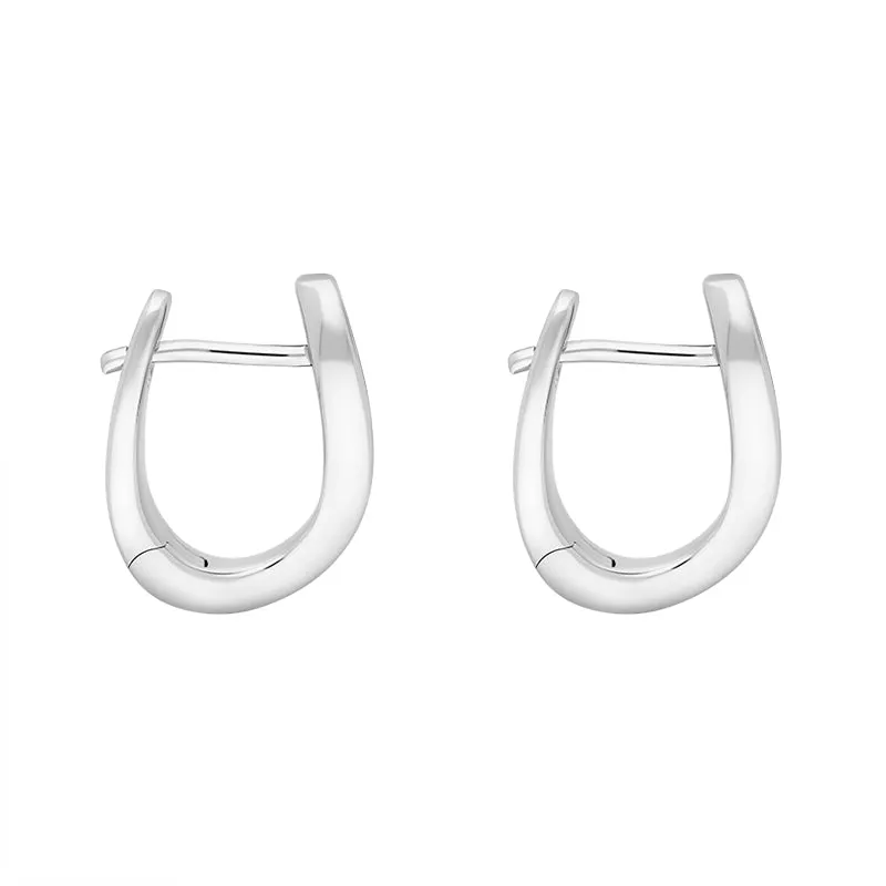 Sterling Silver 15x12mm Twisted Horseshoe Hoop Earrings