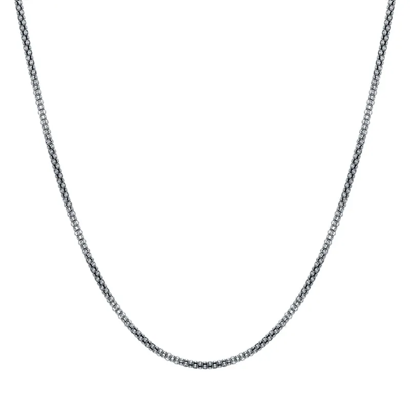 Sterling Silver 18 Inch Oxidised Tube Chain With Extender