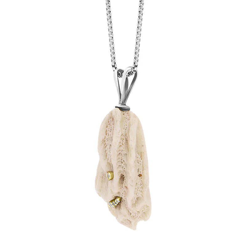 Sterling Silver 18ct Yellow Gold Diamond Coquina Unique Necklace D