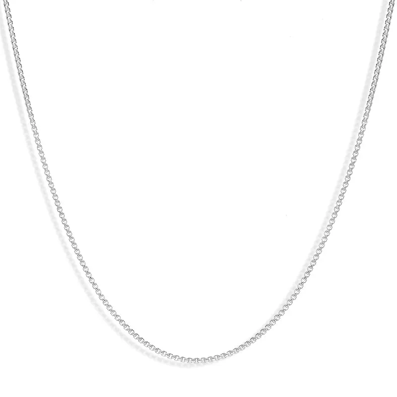 Sterling Silver 20 Inch Box Link Chain With Adjustable Slider