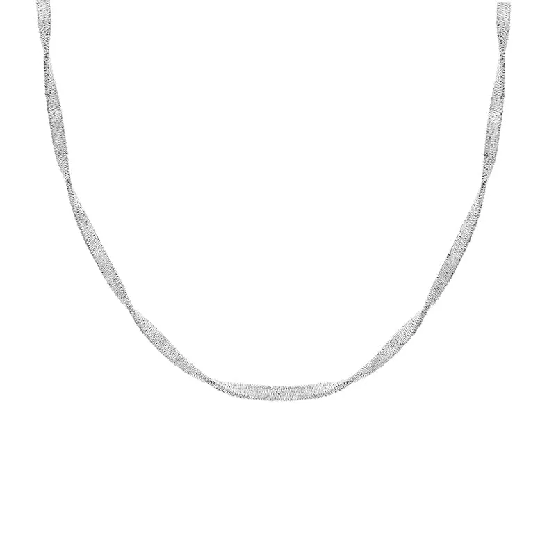 Sterling Silver 42cm Satin Finish Twisted Necklet Chain