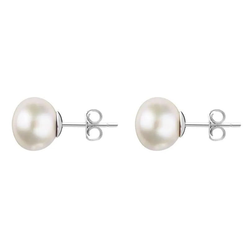 Sterling Silver 8mm White Freshwater Pearl Stud Earrings