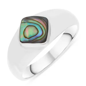 Sterling Silver Abalone Cushion Shape Ring