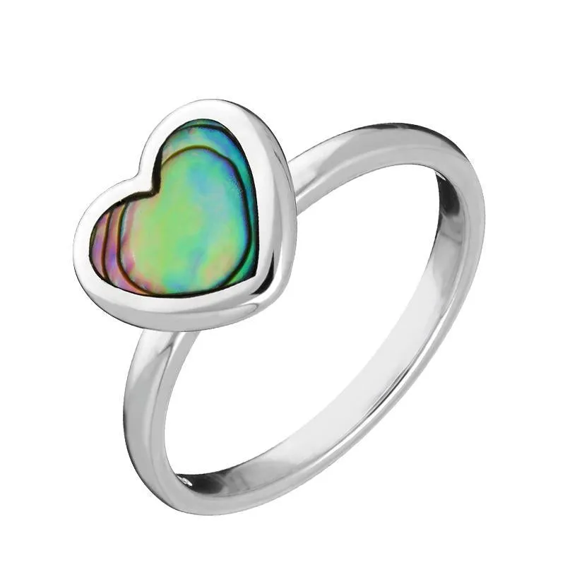 Sterling Silver Abalone Heart Ring