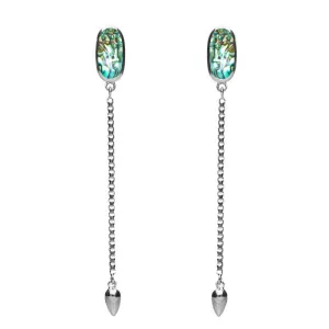 Sterling Silver Abalone Lineaire Long Drop Stud Earrings