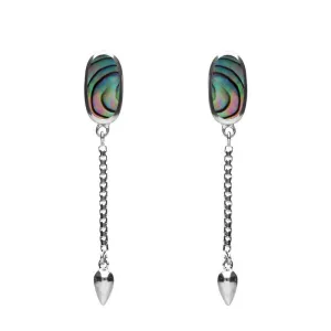 Sterling Silver Abalone Lineaire Medium Drop Stud Earrings