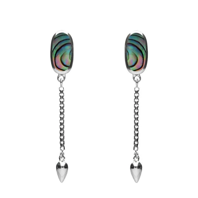 Sterling Silver Abalone Lineaire Medium Drop Stud Earrings
