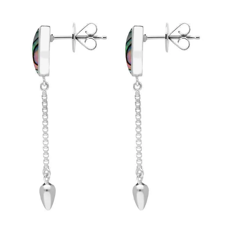 Sterling Silver Abalone Lineaire Medium Drop Stud Earrings