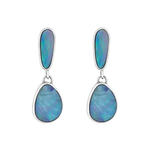 Sterling Silver Abstract Opal Doublet Drop Earrings D