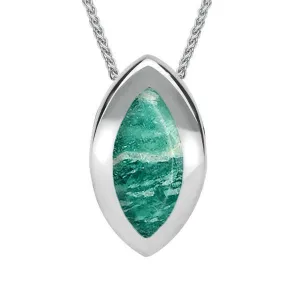 Sterling Silver Amazonite Framed Marquise Necklace