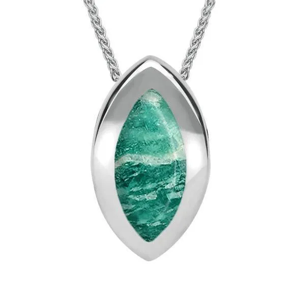 Sterling Silver Amazonite Framed Marquise Necklace