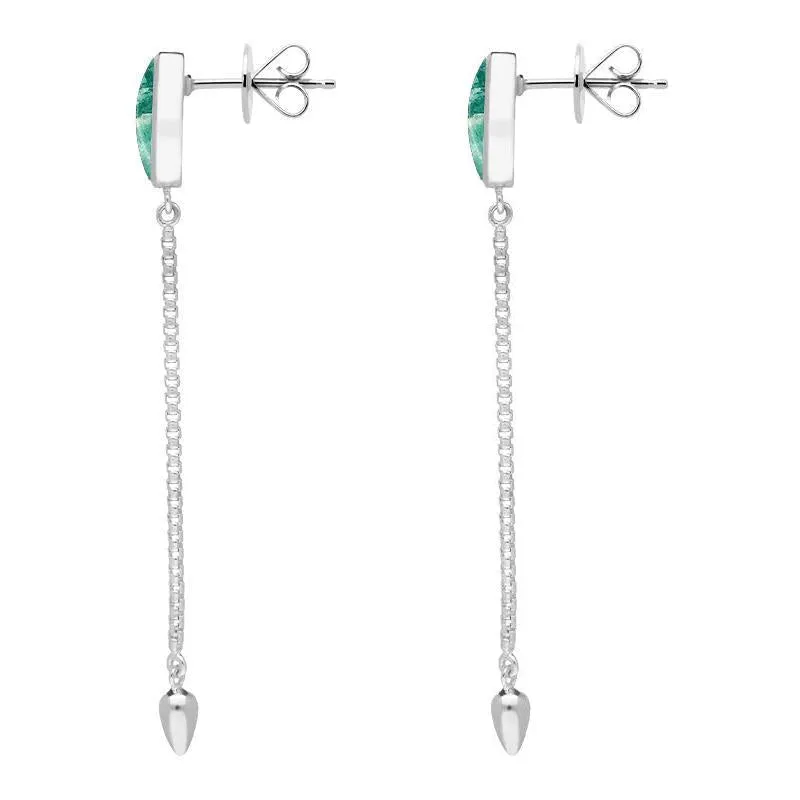 Sterling Silver Amazonite Lineaire Long Drop Stud Earrings