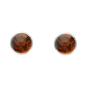 Sterling Silver Amber 4mm Classic Small Round Stud Earrings