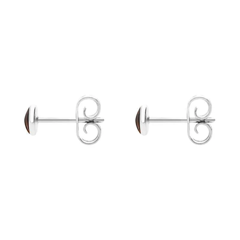 Sterling Silver Amber 4mm Classic Small Round Stud Earrings