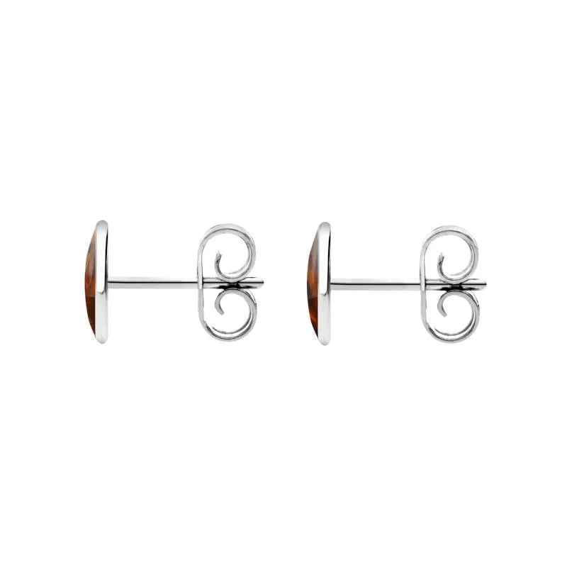 Sterling Silver Amber 7 x 5mm Classic Small Oval Stud Earrings