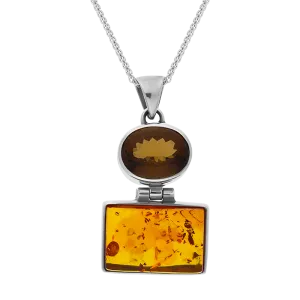 Sterling Silver Amber Beer Quartz Necklace D