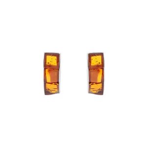 Sterling Silver Amber Stud Earrings D