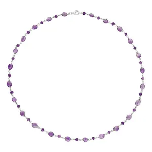 Sterling Silver Amethyst Bead Chain Link Necklace