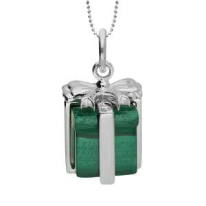 Sterling Silver and Malachite Christmas Present Necklace