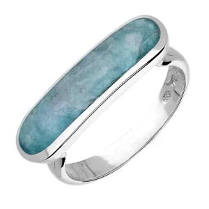 Sterling Silver Aquamarine Lineaire Petite Oval Ring
