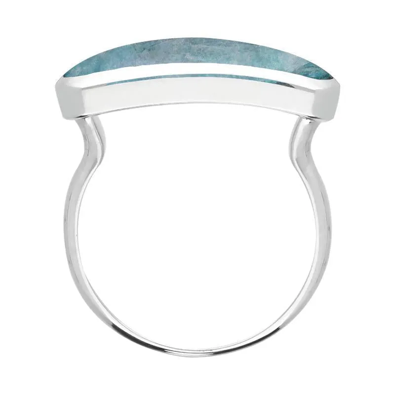 Sterling Silver Aquamarine Lineaire Petite Oval Ring