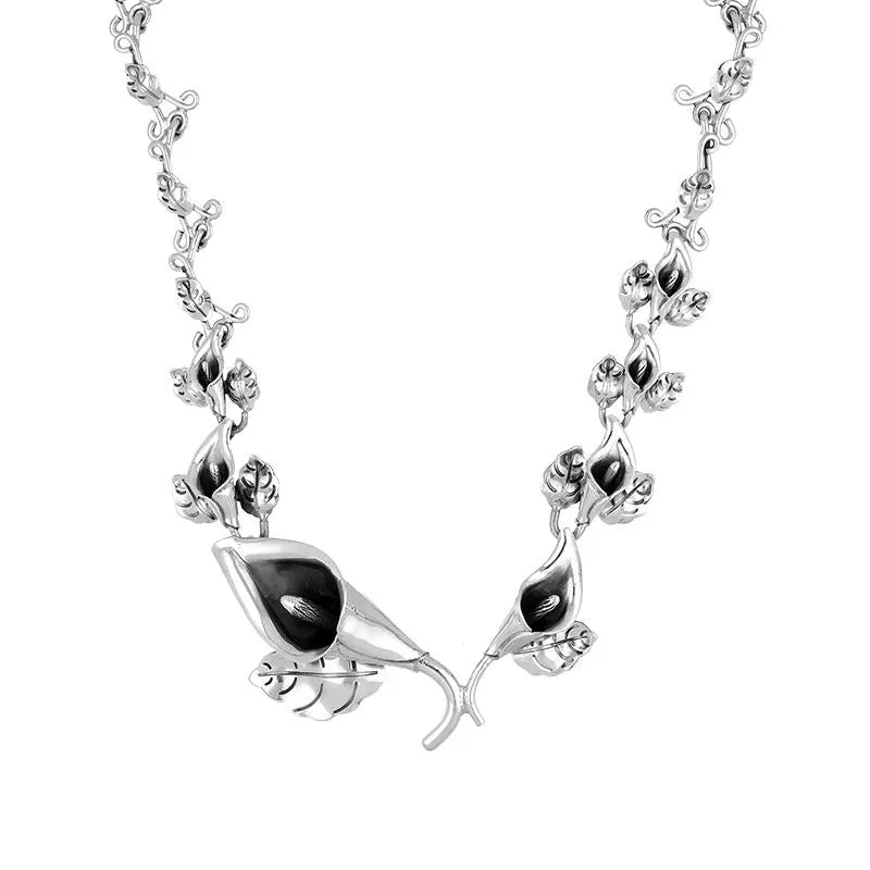 Sterling Silver Asymmetrical Calla Lily Necklace