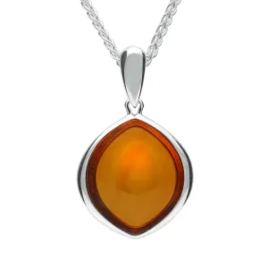 Sterling Silver Baltic Amber Marquise Open Back Necklace