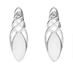 Sterling Silver Bauxite Celtic Long Marquise Stud Earrings
