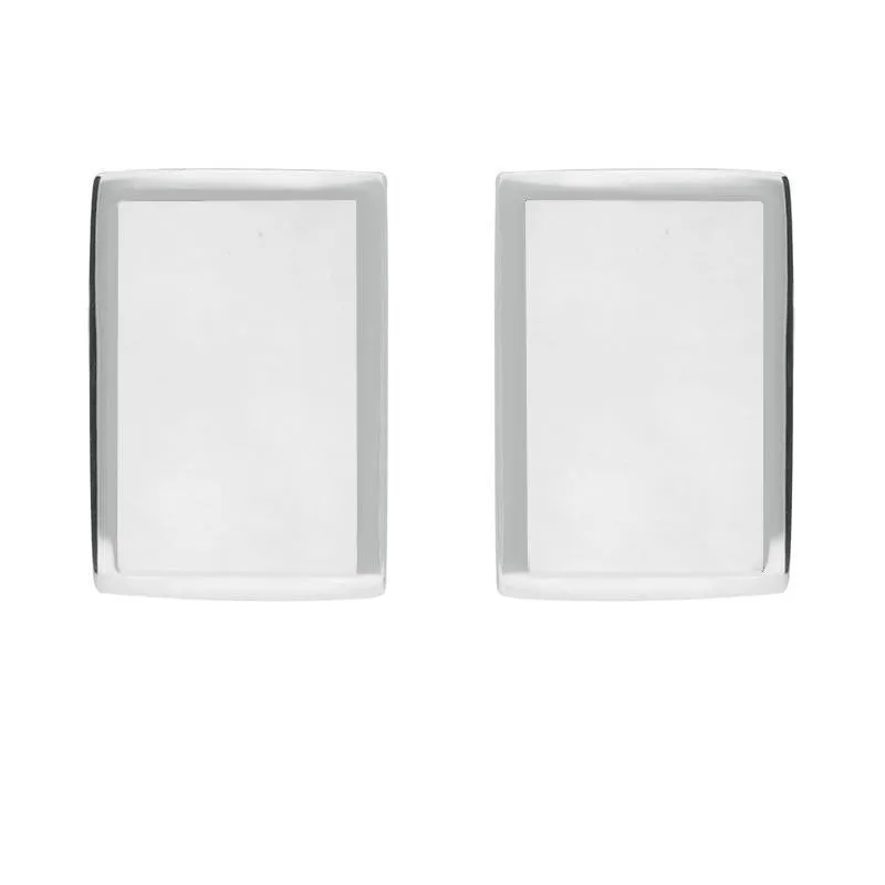 Sterling Silver Bauxite Flat Oblong Stud Earrings
