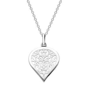 Sterling Silver Bauxite Flore Filigree Medium Heart Necklace
