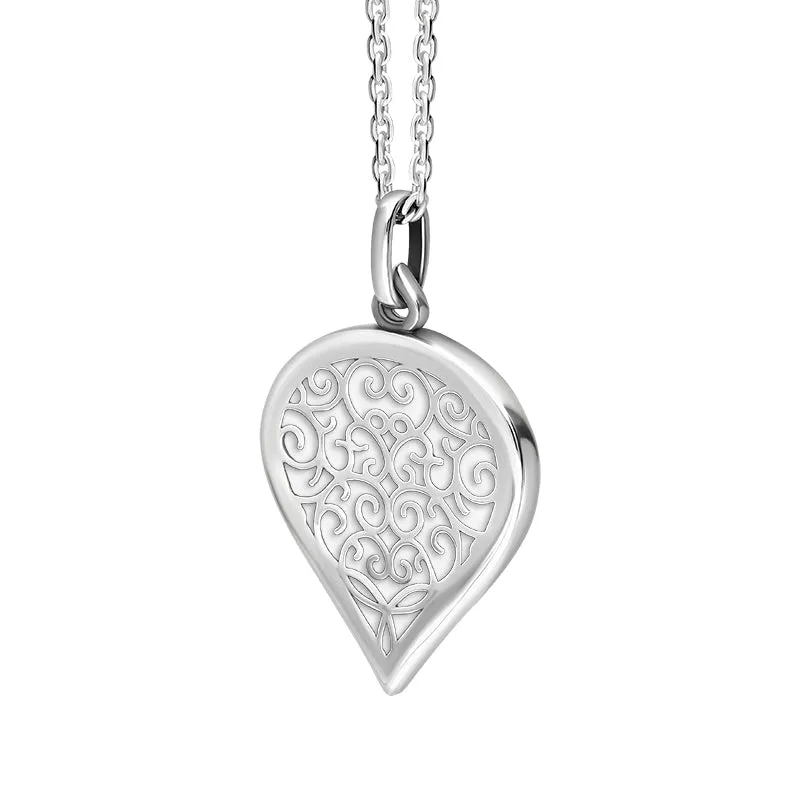 Sterling Silver Bauxite Flore Filigree Medium Heart Necklace