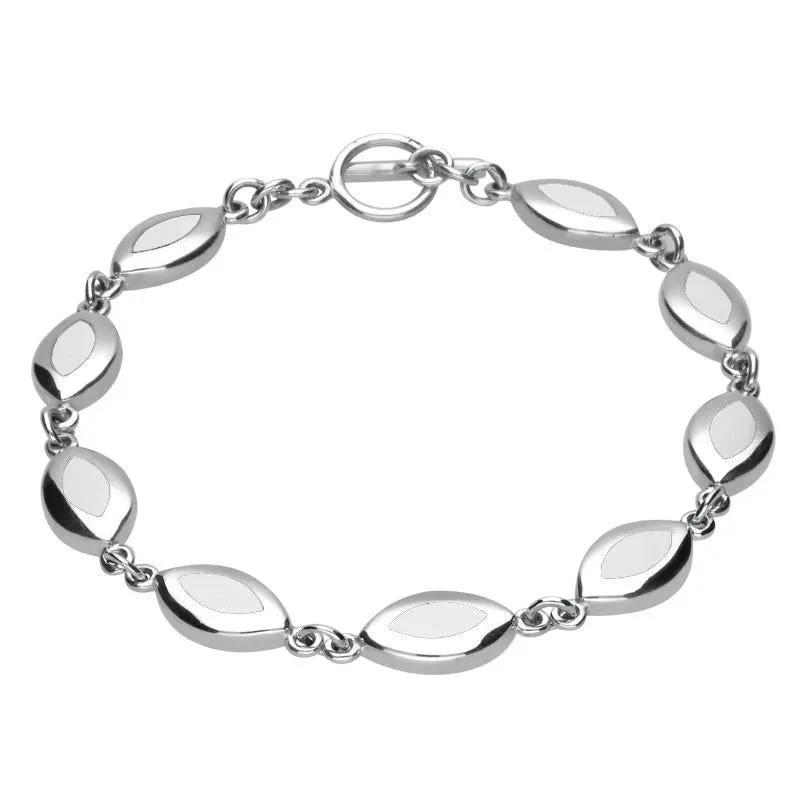 Sterling Silver Bauxite Framed Nine Stone Marquise Bracelet