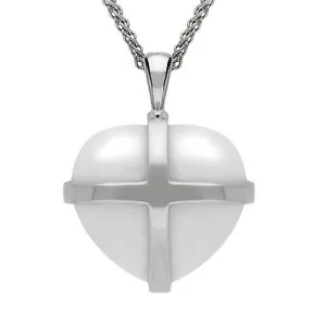Sterling Silver Bauxite Large Cross Heart Necklace
