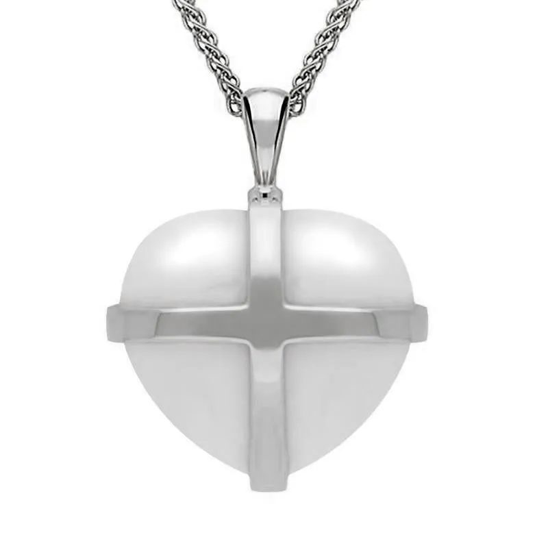 Sterling Silver Bauxite Large Cross Heart Necklace