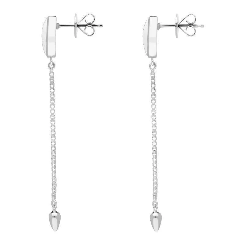 Sterling Silver Bauxite Lineaire Long Drop Stud Earrings