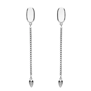 Sterling Silver Bauxite Lineaire Long Drop Stud Earrings