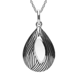 Sterling Silver Bauxite Marquise Wave Wood Effect Necklace
