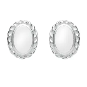 Sterling Silver Bauxite Rope Edge Oval Stud Earrings