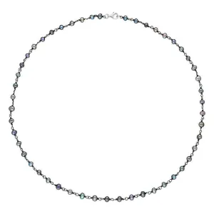 Sterling Silver Black Pearl Bead Chain Link Necklace